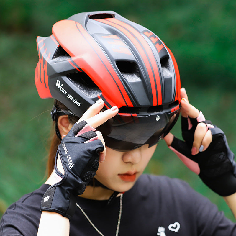 Cycling Helmet Integrated With Goggles Helmet 